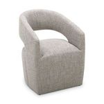 Barrow chair angled view showing curved arms and padded seat in textured boucle fabric