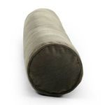 Close-up angle of the bolster pillow end highlighting velvet sheen and fabric texture