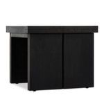 Side view of Warby End Table showing thick square oak wood panels on top and legs