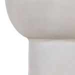 Lower side detail of bowl-shaped top and base with visible surface texture in matte white finish
