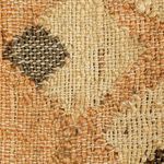 Close-up macro of woven seat highlighting yarn texture and color variations in beige and brown