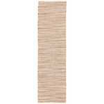 Long narrow runner rug version in natural tan with navy speckles, flat on white background