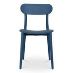 Kent chair front view with smooth blue finish and rounded rectangular backrest
