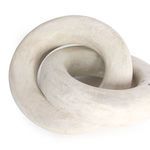 Top angle showing the overlapping junction of the two linked reclaimed wood rings