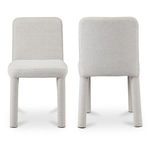 Back view of Place dining chair showing upholstered seat back and rounded legs