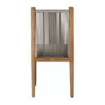 Rear view of Pacifica chair showing taupe vertical rope backing across natural teak frame