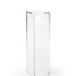 Tall clear acrylic pedestal with a simple rectangular design and polished edges