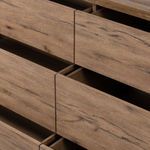 Top view of dresser showing continuous oak grain pattern and smooth beveled edges