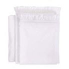 Folded Audrey Ruffle Cotton Percale sheets and pillowcases showing full ruffle trim