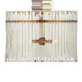 Electra Chandelier with icicle-like clear glass bars and antique brass frame dripping in two sizes of curved bars