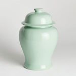 Same sage green ginger jar shown with flatter lighting and softer shadows on neutral background