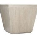Scandinavian style Landers end table in Cerused Greige white oak veneer with geometric inverted trapezoid shape