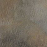 Close-up detail of the cloudy sky section of the painting, emphasizing the soft blending and muted earth tones.