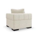 Rear view featuring channel quilting along the loveseat back and satin ebony block legs