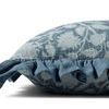 Side view showing pillow’s thick ruffled edges and soft cotton texture