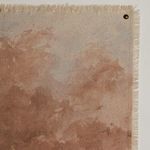 Close-up of top edge of canvas showing small brass tacks and fringed fabric edge