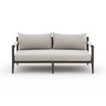 Sherwood sofa front view on white background focusing on wide deep cushioning and textured straps