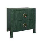 Edelman Side Table angled view highlighting depth, textured green finish, and brass pulls