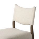 Close-up on upper back cushion and top of solid oak frame