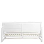 Back of white aluminum loveseat frame without cushions