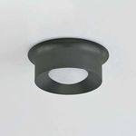 Noxon Flush Mount ceiling light off showing matte cloud glass detail inside dark metal frame