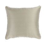 Back side of pillow showing smooth solid taupe fabric against white background