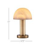 La Gravite Mini Table Lamp with height and width dimensions marked against white background