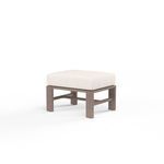 Laguna Ottoman with aluminum frame in hand-brushed driftwood finish and thick white cushion top