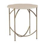 Gillian Flower Table with floral-shaped limestone top and thin iron frame in a neutral beige tone