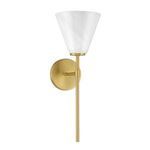 Similar wall sconce showing swirling strie glass shade with more visible texture detail