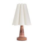 Segal Marble Mini Lamp with scalloped white cylinder shade and tapered reddish natural marble base