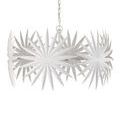 Slightly tilted chandelier profile showing chain connection and shadowed frond edges
