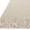 Close-up side angle showing low pile and detailed hand-woven zigzag texture of Oakwood Gravel Rug