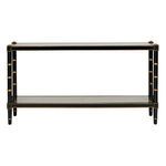 Front view of Conner Cane Console highlighting rectangular shape and straight bamboo-inspired legs