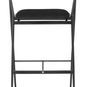Gianni Bar Stool front view highlighting padded backrest and slim metal legs with crossbar