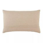 Beige plain fabric backside of pillow with center seam