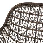 Close-up of wicker backrest weave pattern and rounded top edge wrapping
