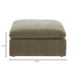 Terra Condo Ottoman front view with width and height measurement guide showing 38 inches wide and 19.5 inches tall