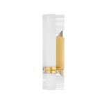 Side profile of Groveland Station Wall Sconce showing depth of brushed brass backplate and rounded glass tube