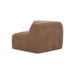 Back angle view showing rounded back and side edges with mocha brown fabric