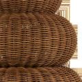 Close-up of woven rattan texture on Mabrouka Table Lamp's triple-gourd body