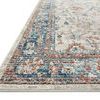 Close-up angled view showing woven texture and detailed pattern on corner of vintage style rug