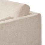 Detailed view of weaving pattern on basketweave fabric covering Toland sectional