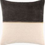 San Marco Ivory Accent Pillow with dark upper half, ivory textured lower half, and central brass zipper