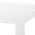 Close-up of textured white lacquer finish on Isadora Tea Table corner and leg