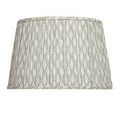 Front view of tapered lamp shade in soft green pleated fan-patterned fabric