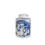 Mini tea jar upright with lid, angled view showing dragon in different position