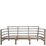 Back view of Malibu outdoor sofa with white cushions, oak finish frame, and tight weave wrapping