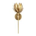 Front-centered sconce view showing uniform petal layering and smooth brushed gold surface