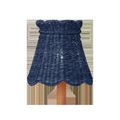 Annabelle Indigo Tapered Chandelier Shade with woven wicker texture and scalloped edges in deep indigo